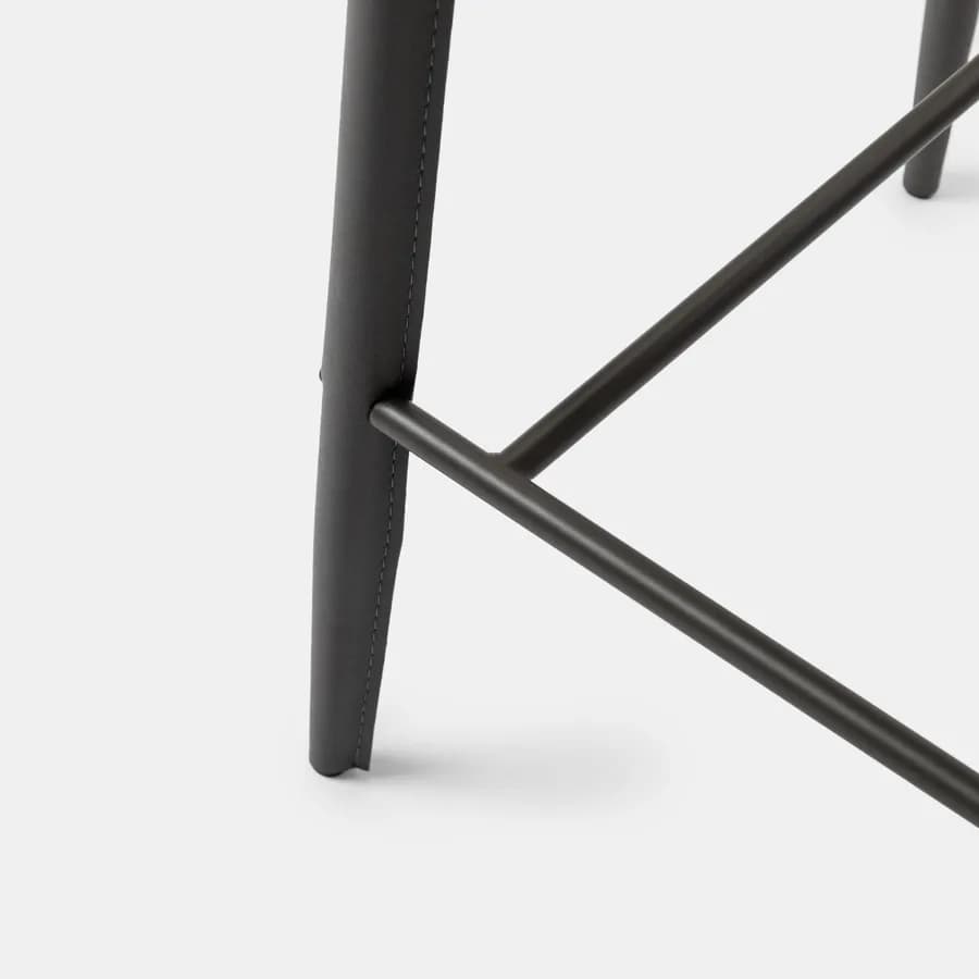 Sgabello in similpelle grigio scuro con poggiapiedi - Manfredi