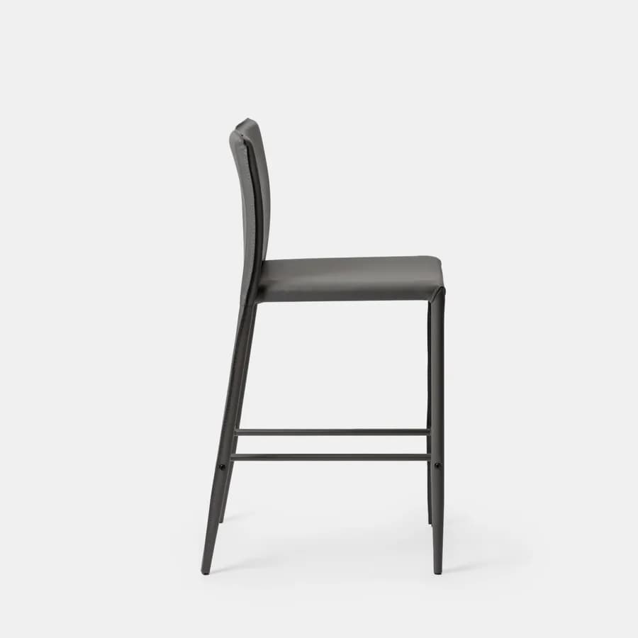 Sgabello in similpelle grigio scuro con poggiapiedi - Manfredi