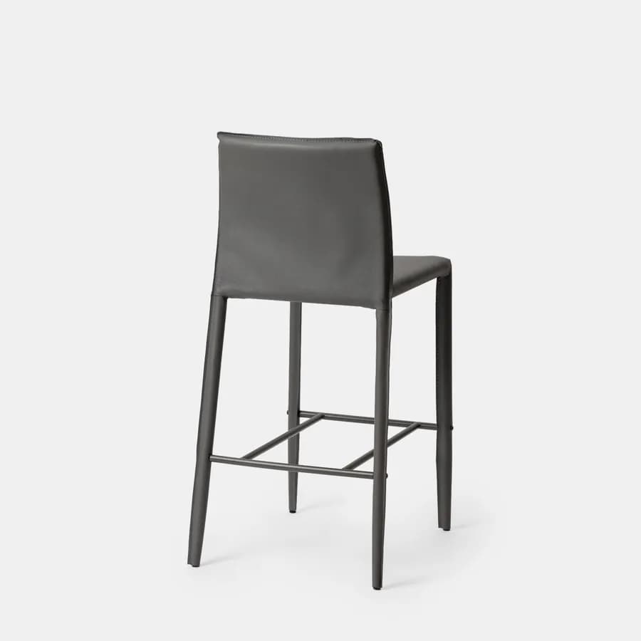 Sgabello in similpelle grigio scuro con poggiapiedi - Manfredi