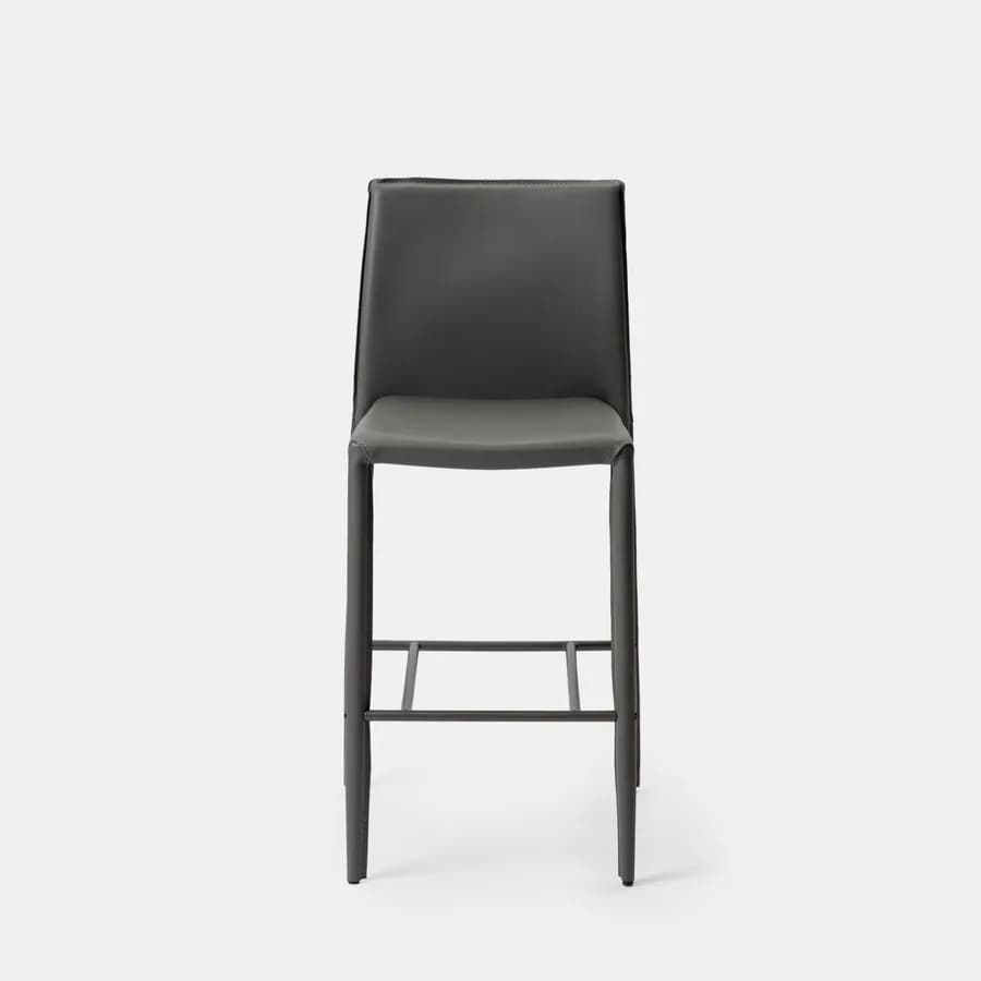 Sgabello in similpelle grigio scuro con poggiapiedi - Manfredi