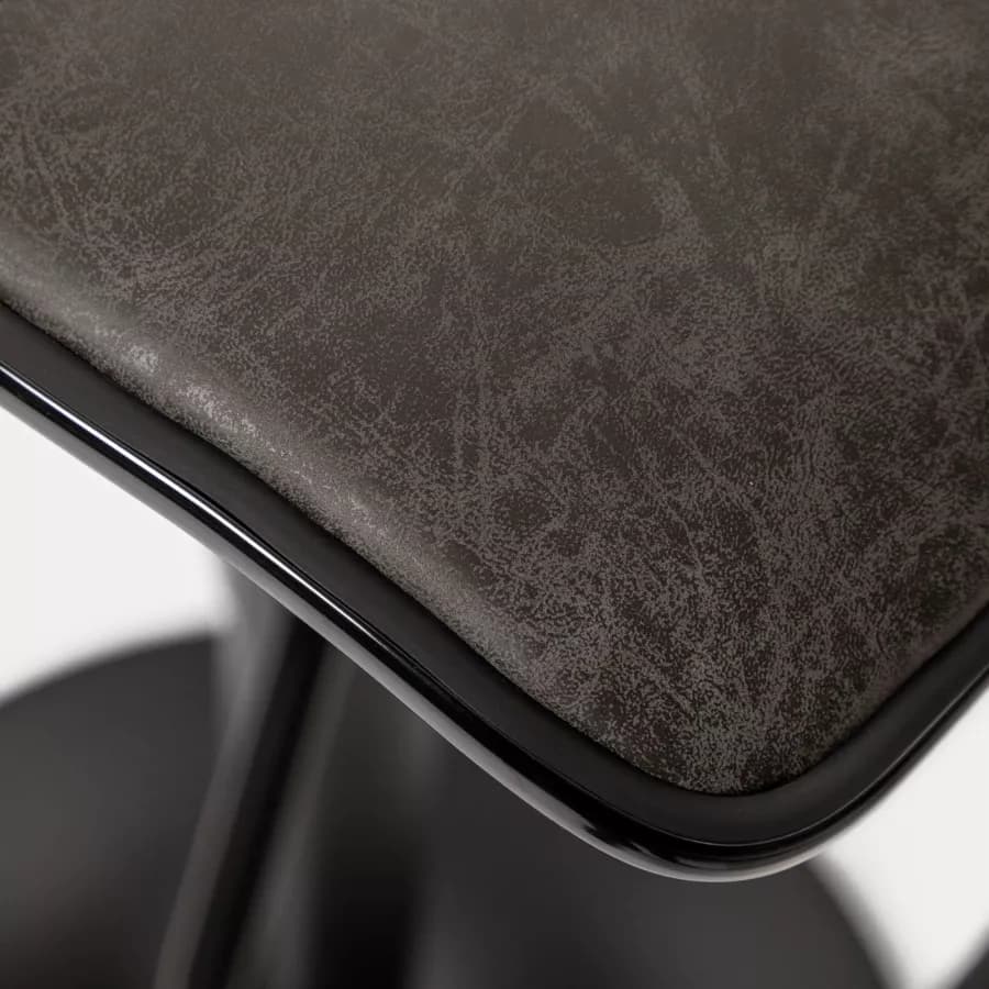 Sgabello in similpelle trapuntato grigio con base nera ed altezza regolabile - Kerm