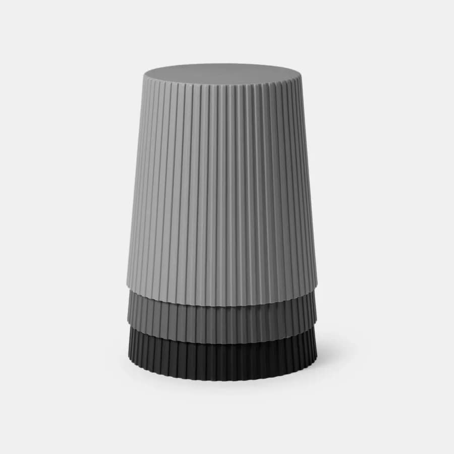 Sgabello rotondo 39 cm impilabile in polipropilene effetto cannettato bianco - Xilo