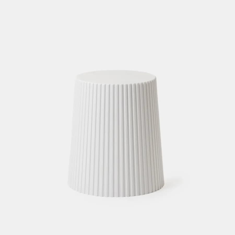 Sgabello rotondo 39 cm impilabile in polipropilene effetto cannettato bianco - Xilo