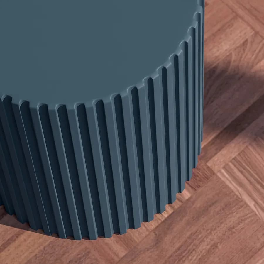 Sgabello rotondo 39 cm impilabile in polipropilene effetto cannettato blu - Xilo