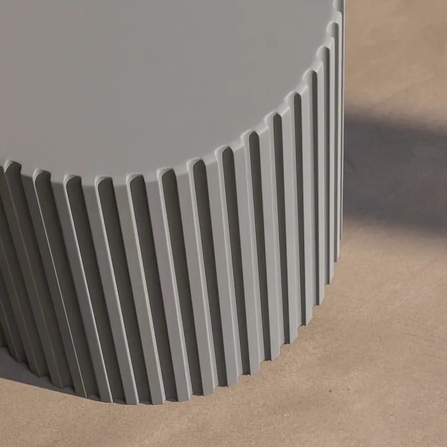 Sgabello rotondo 39 cm impilabile in polipropilene effetto cannettato grigio - Xilo