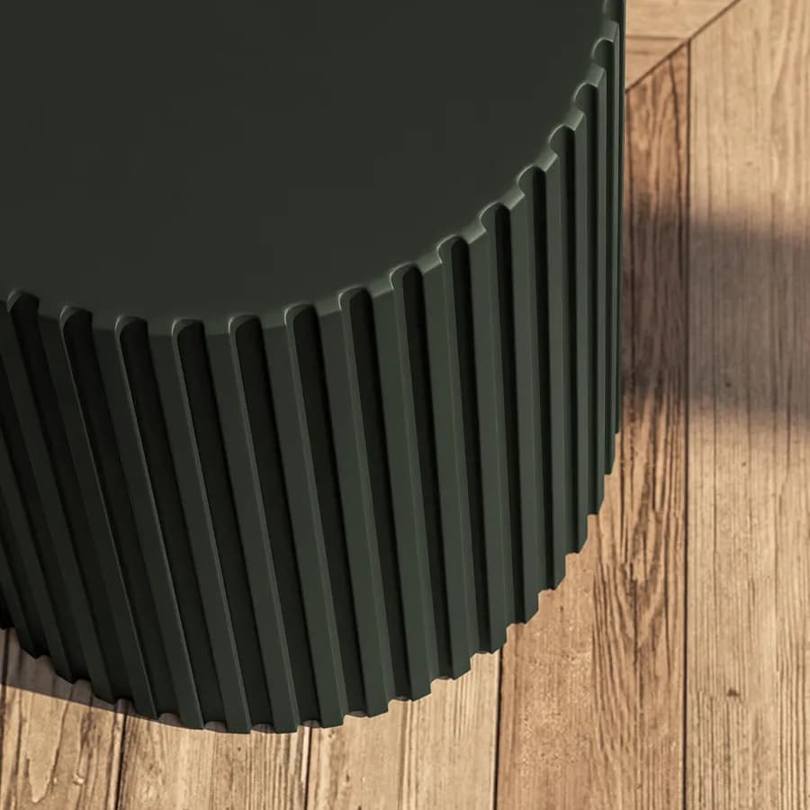 Sgabello rotondo 39 cm impilabile in polipropilene effetto cannettato verde - Xilo