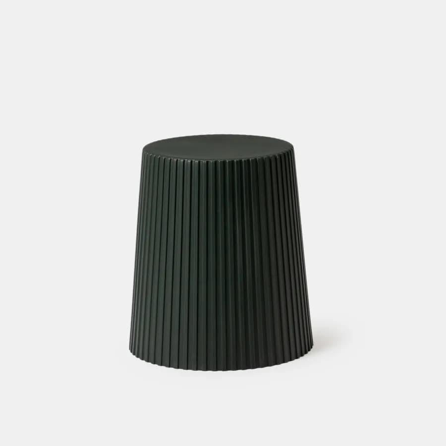 Sgabello rotondo 39 cm impilabile in polipropilene effetto cannettato verde - Xilo