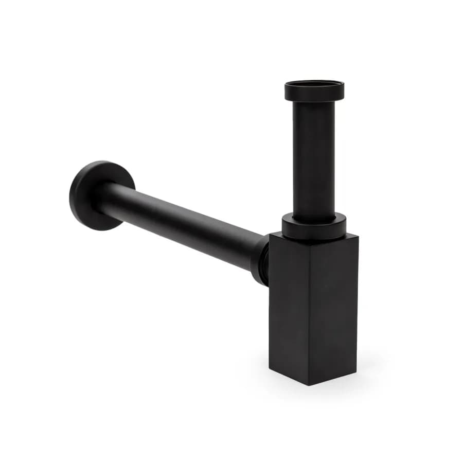 Sifone di scarico quadro per lavabo finitura nero opaco