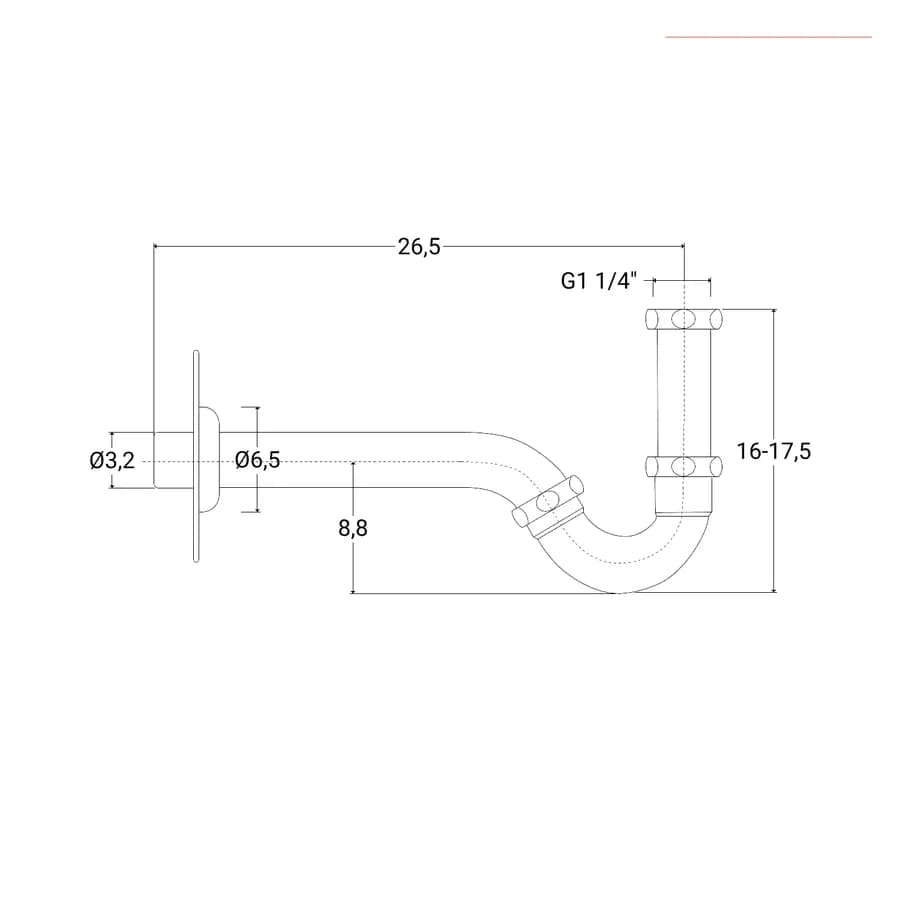 Sifone per scarico bidet con attacco standard cromo