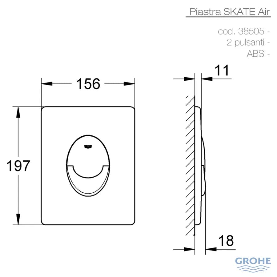 Sistema di scarico Grohe Skate AIR per cassette di scarico con placca di comando