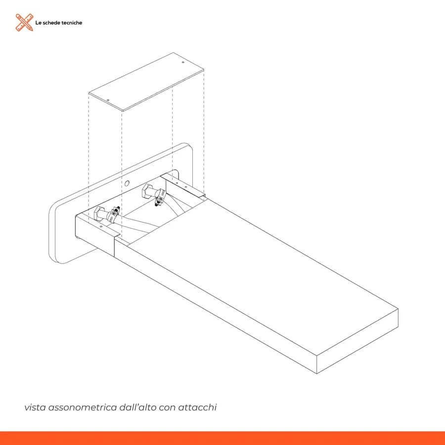 Soffione acciaio cromato a parete 50x15 design squadrato con cascata