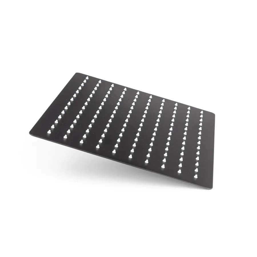 Soffione doccia 40 x 30 cm ultraslim anticalcare in acciaio nero opaco orientabile