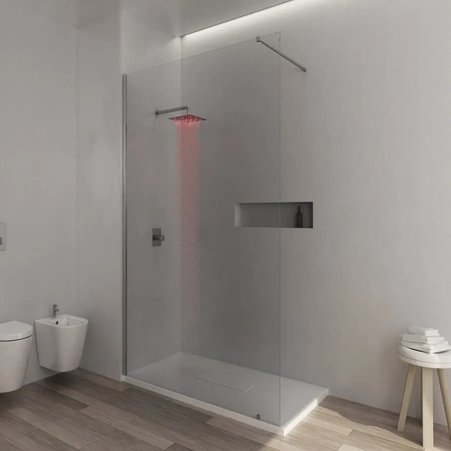 Soffione doccia a led 30x30 cm acciaio ultraslim finitura a specchio - Acq+
