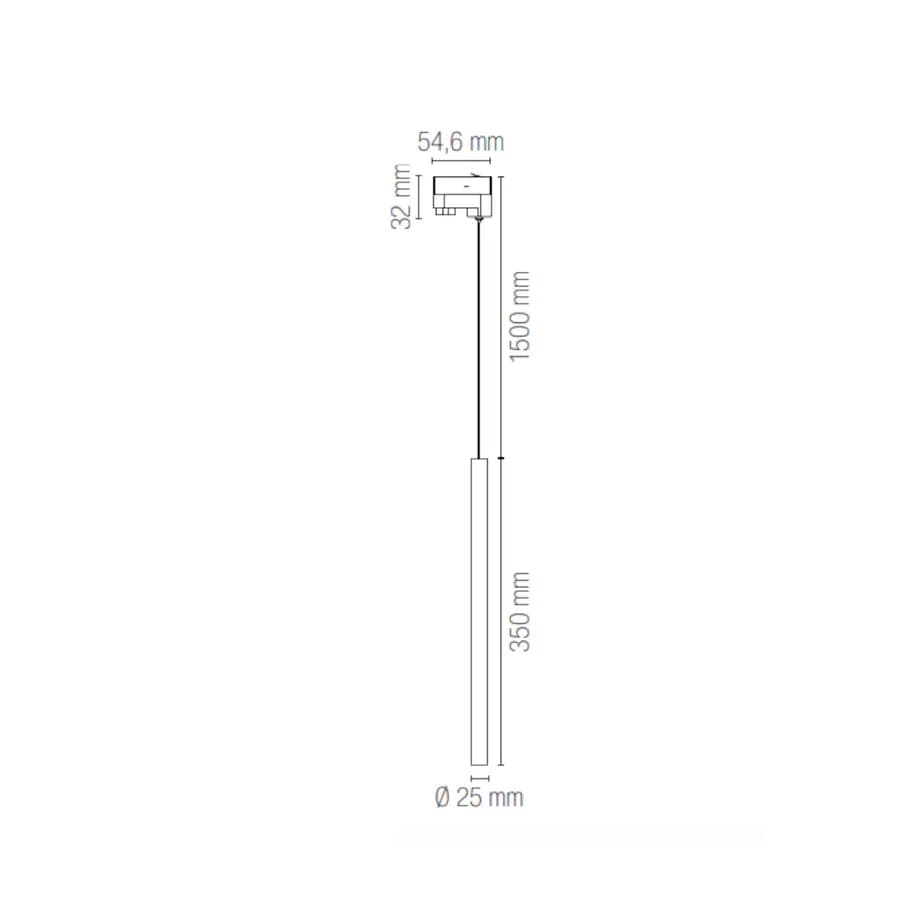 Sospensione 150h cm per binario trifase in alluminio nero con luce neutra - Radius