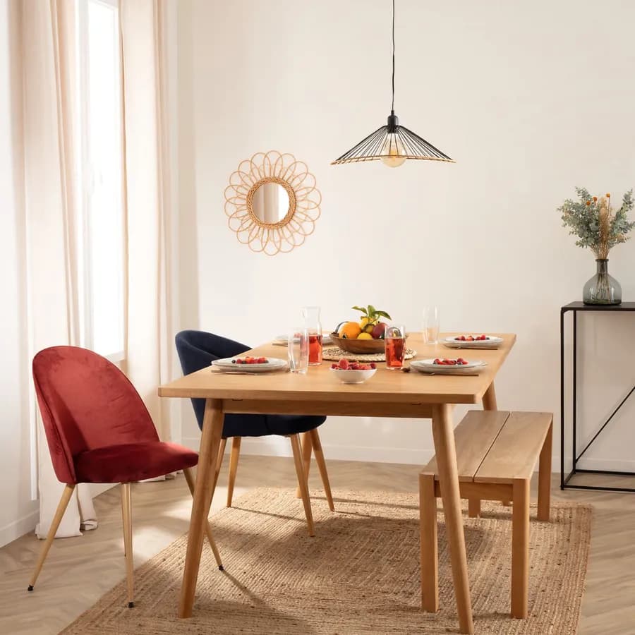 Specchio rotondo 56 cm a fiore con cornice intrecciata in vimini naturale