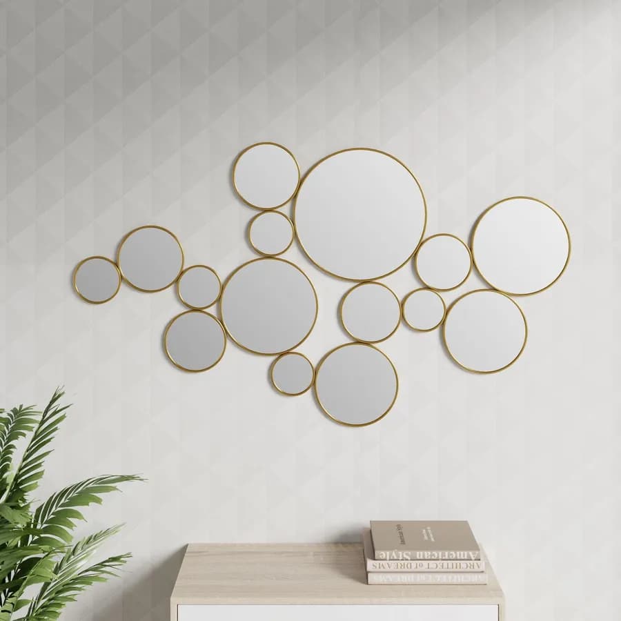 Specchi rotondi decorativi 135x78h cm in metallo oro - Strass