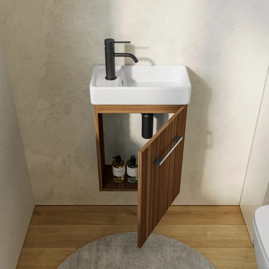 Mobile bagno 40 cm con mensola rovere sabbia con specchiera - Nolita
