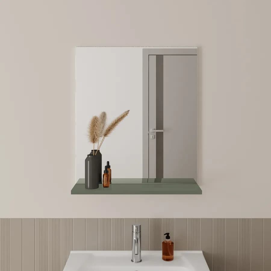 Specchiera bagno 55x63,5h cm con mensola d'appoggio verde street - Ready