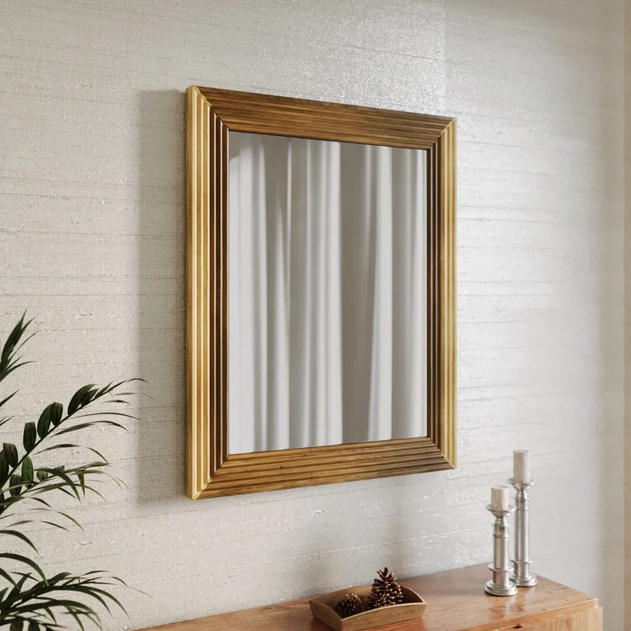 Specchio 100x80 cm reversibile con cornice in legno di mango naturale - Hindi