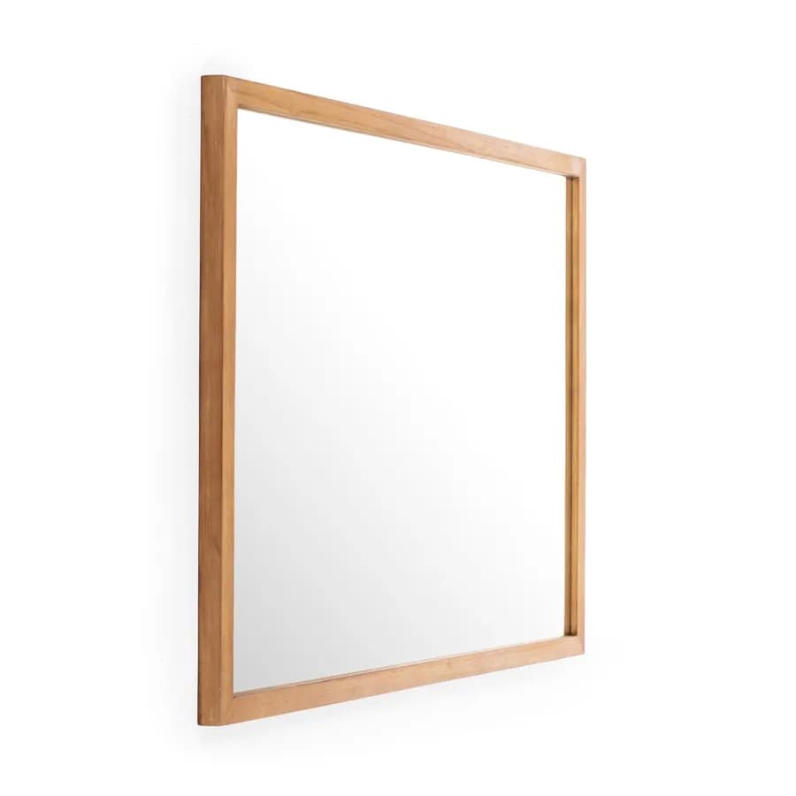 Specchio 100x70 cm con cornice sottile in legno di teak