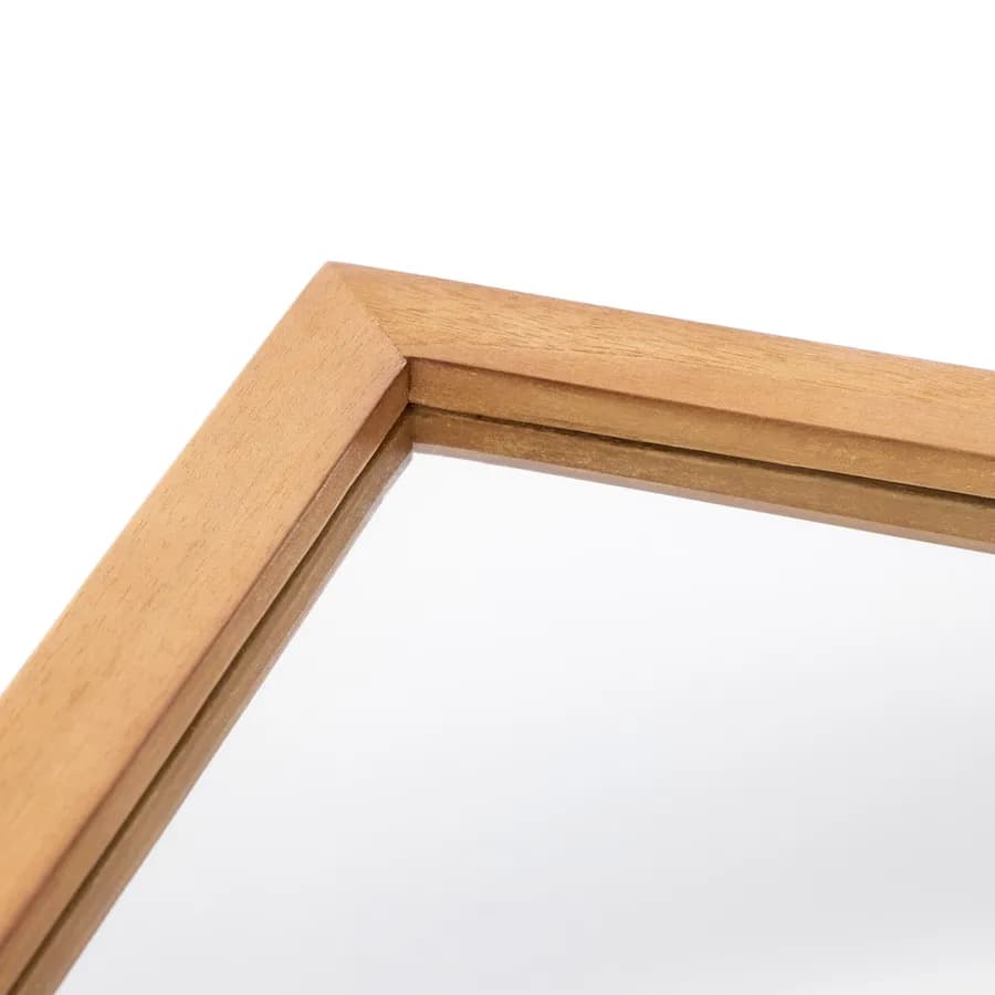Specchio 100x70 cm con cornice sottile in legno di teak