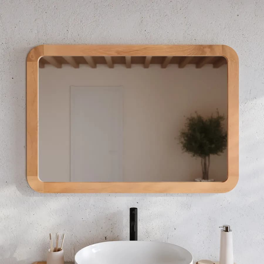 Specchio 120 x 80cm con cornice in teak naturale
