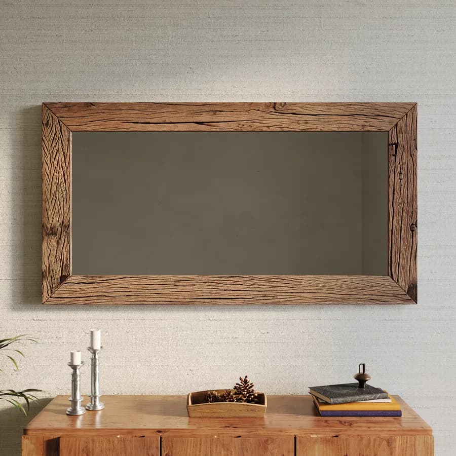 Specchio 130x70 cm in legno di teak grezzo - Sidonia