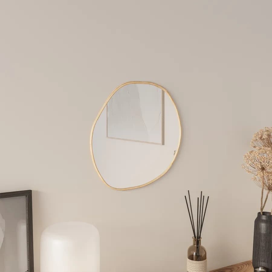 Specchio 41x40 cm con cornice in rattan - Magda