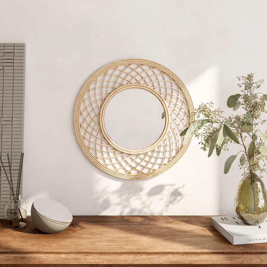 Specchio Ø 50 cm con cornice in rattan - Whisper