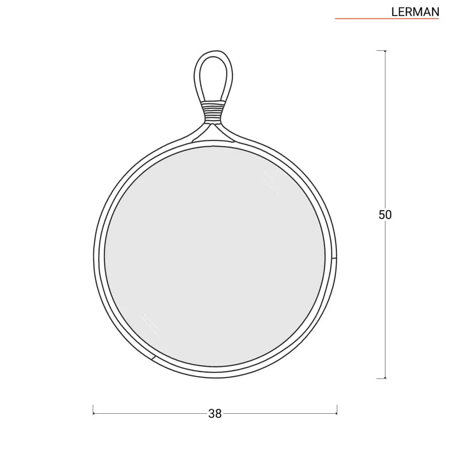 Specchio Ø 50 cm con cornice in rattan - Lerman