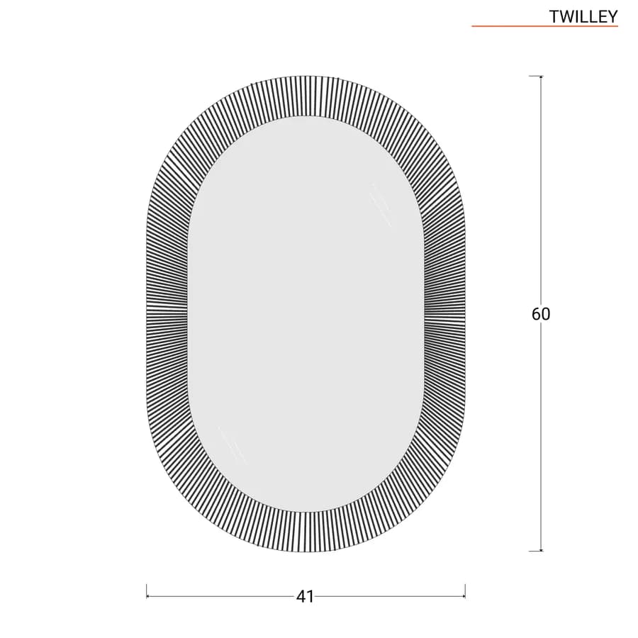 Specchio 60x41 cm con cornice in corda di carta intrecciata - Twilley