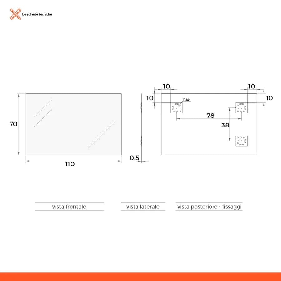 Specchio 70x110 cm led reversibile con applique da 30 cm - Raoled