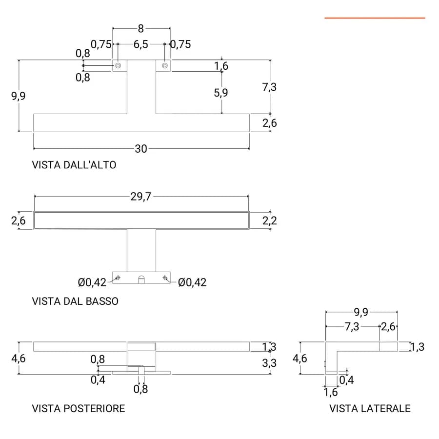 Specchio 70x110 cm led reversibile con applique da 30 cm - Raoled