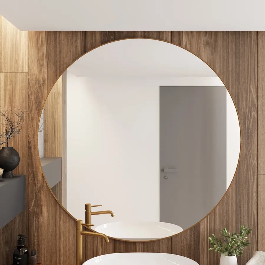 Specchio bagno 120 cm con cornice in alluminio oro spazzolato - Talas