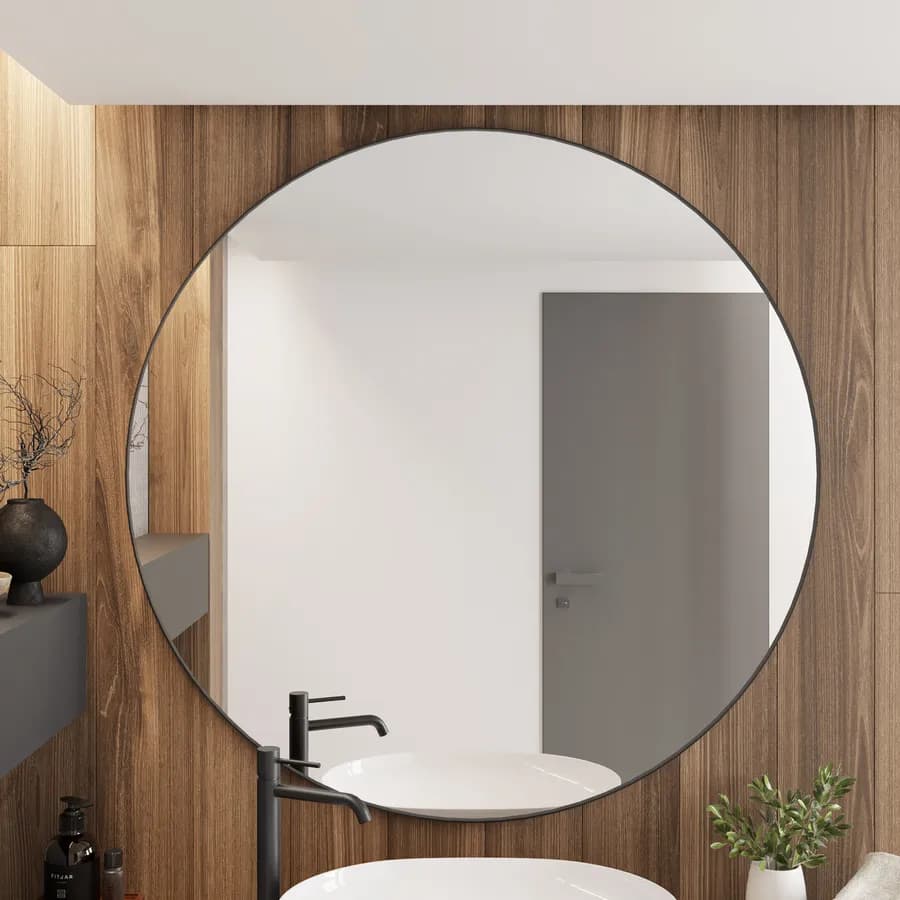 Specchio bagno 130 cm nero opaco con cornice in alluminio - Talas