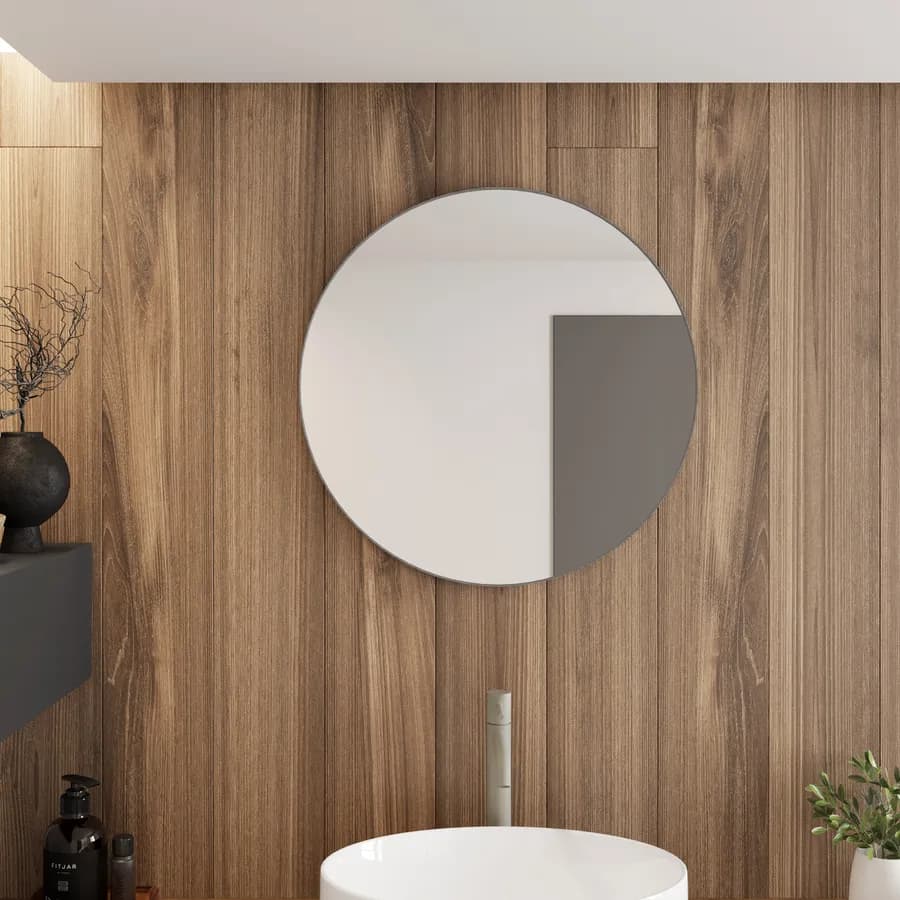 Specchio bagno 60 cm con cornice in alluminio argento - Talas