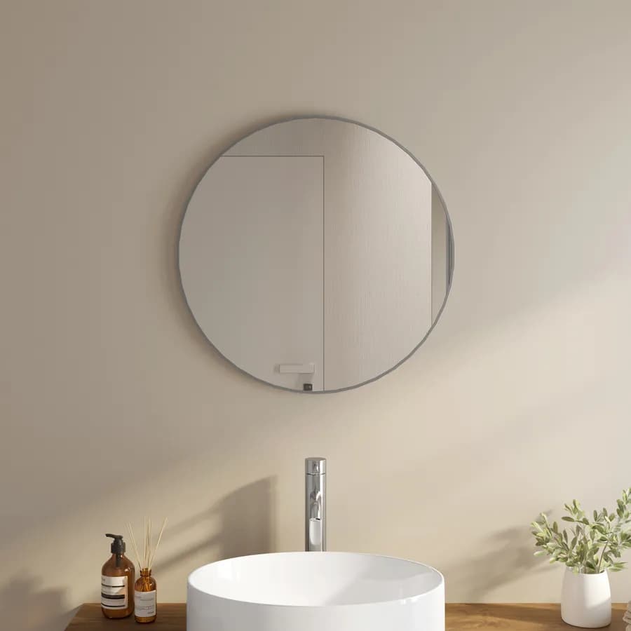 Specchio bagno 60 cm con cornice in alluminio spazzolato - Talas