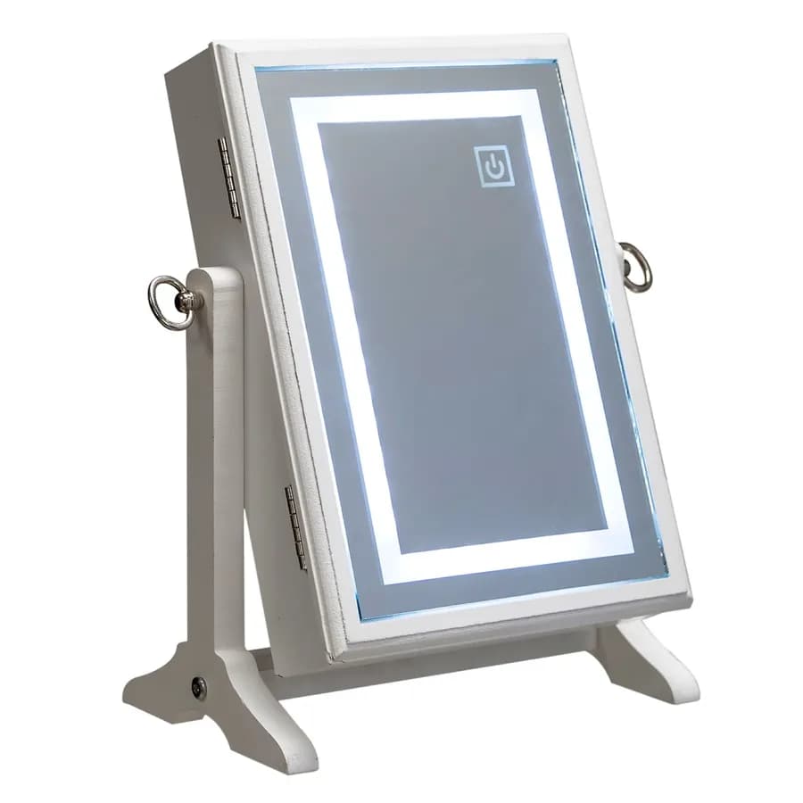 Specchio contenitore 35h cm bianco con illuminazione LED e accensione touch - Nadin