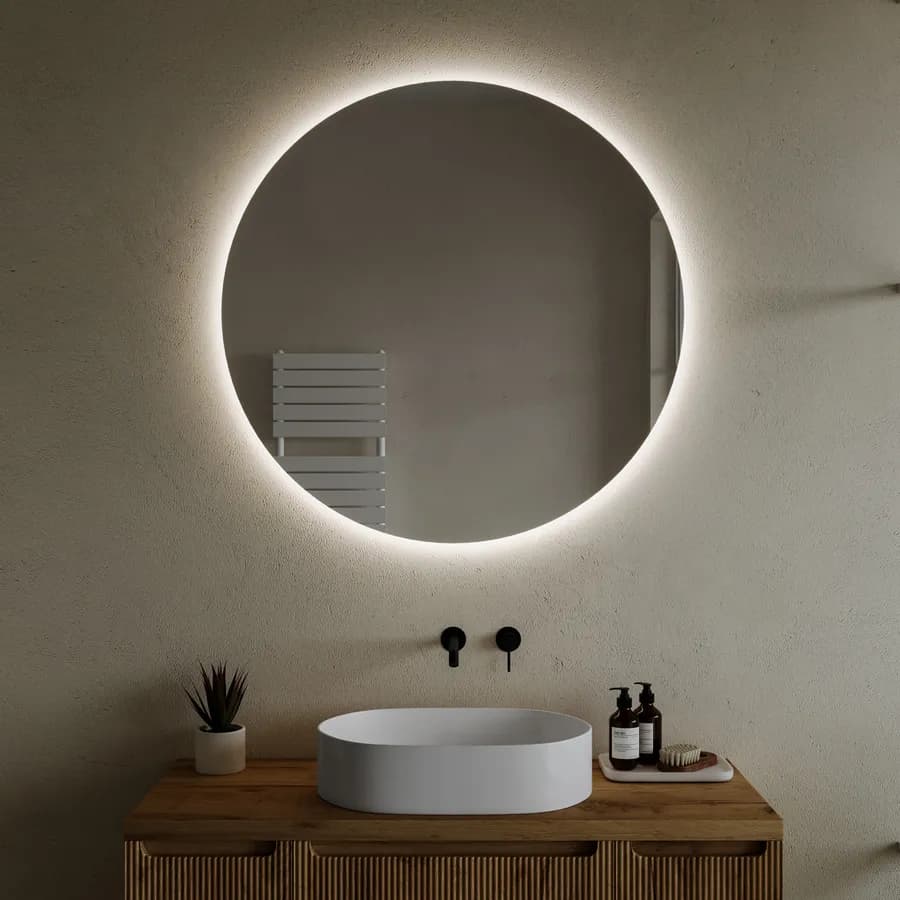Specchio da bagno tondo Ø 100 cm luce fredda - Amede