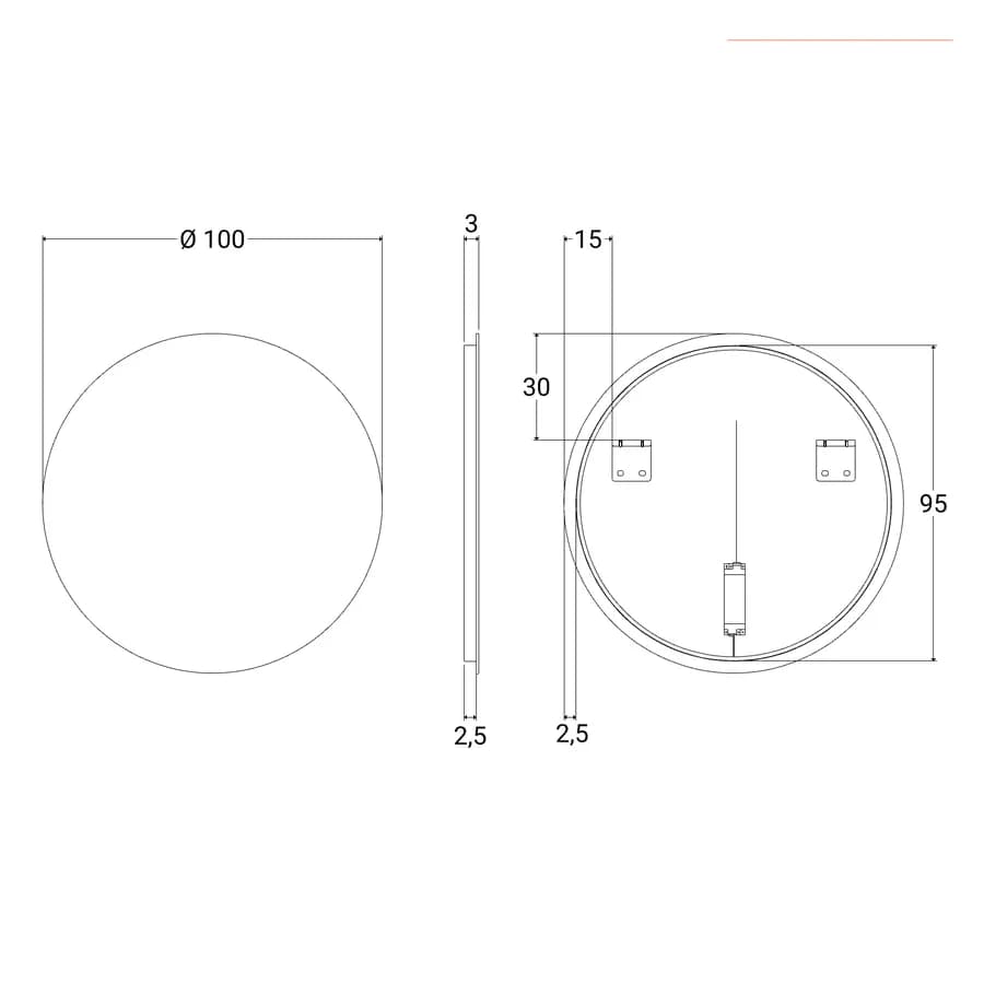 Specchio da bagno tondo Ø 100 cm luce fredda - Amede