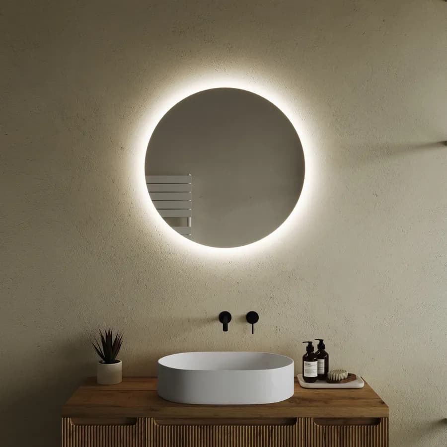 Specchio da bagno tondo Ø 70 cm luce fredda - Amede