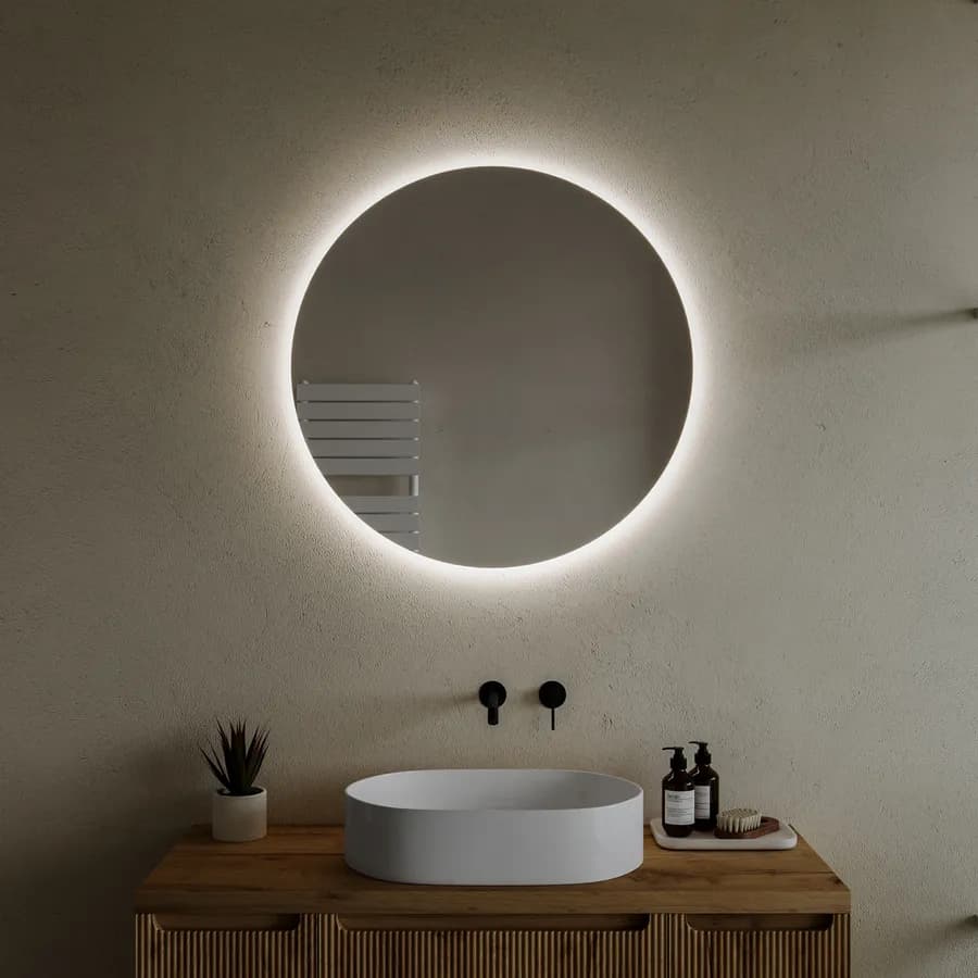 Specchio da bagno tondo Ø 80 cm luce fredda - Amede