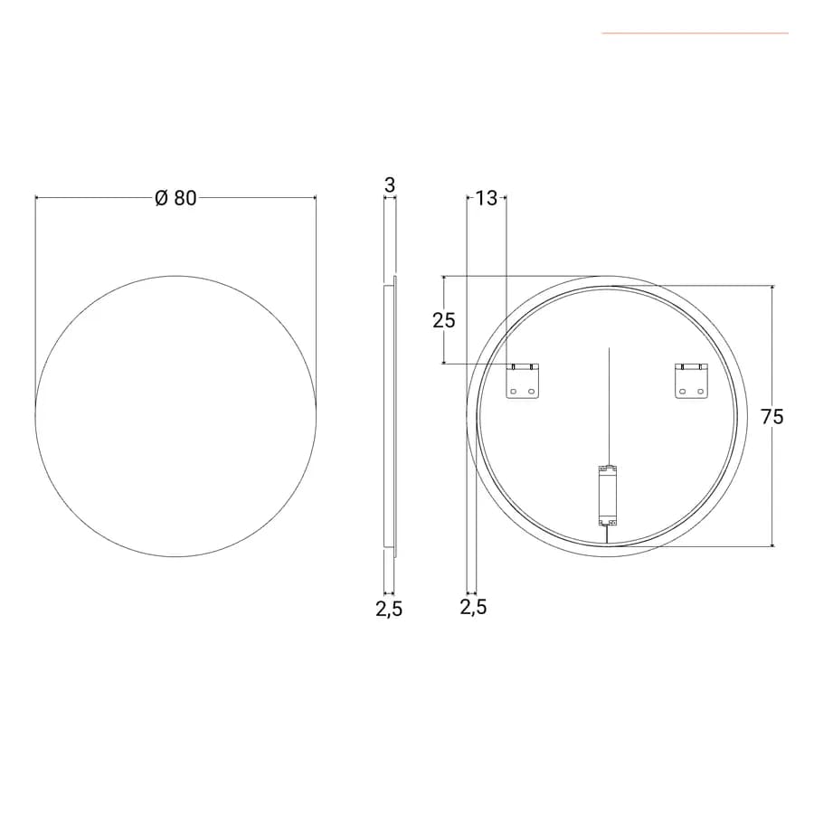 Specchio da bagno tondo Ø 80 cm luce fredda - Amede