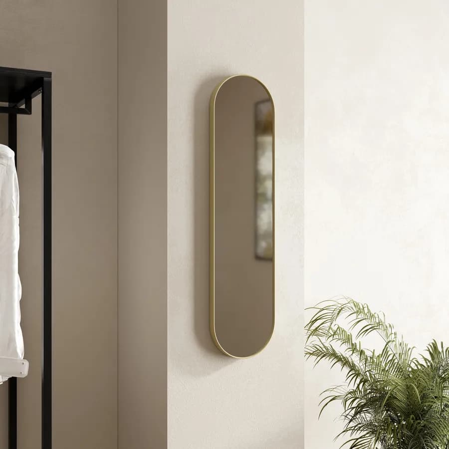 Specchio da parete 20x80h cm con cornice in metallo oro - Adelyo