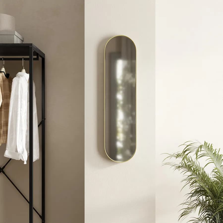 Specchio da parete 20x80h cm con cornice in metallo oro - Adelyo