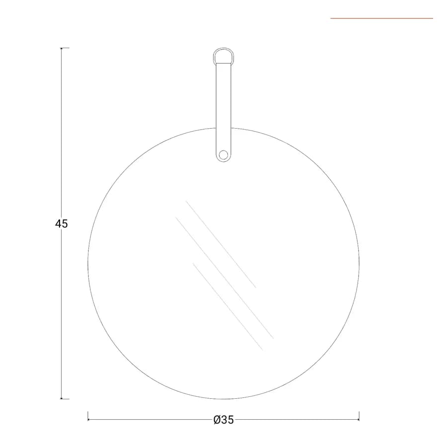 Specchio da parete 35x45h cm bronzato con cinghia in similpelle cuoio - Vame