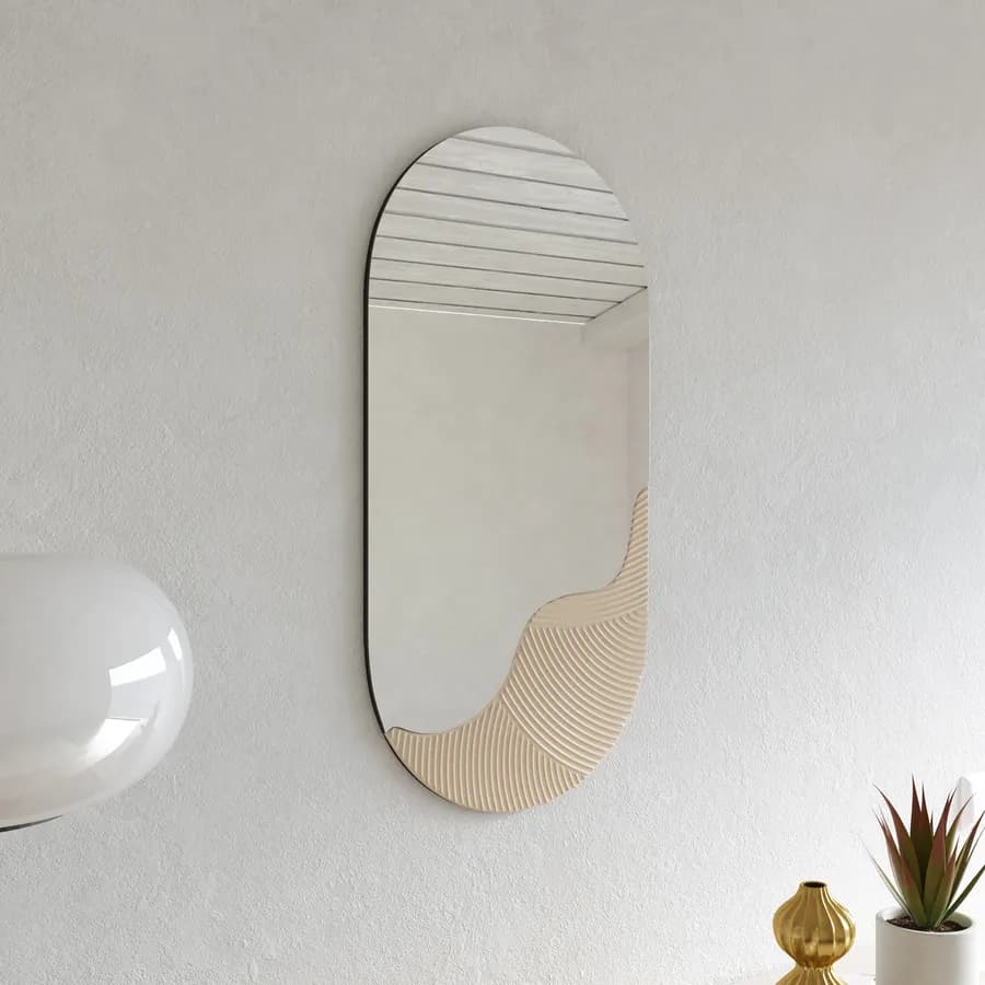 Specchio da parete 40x80h cm con dettaglio texturizzato cashmere - Menin