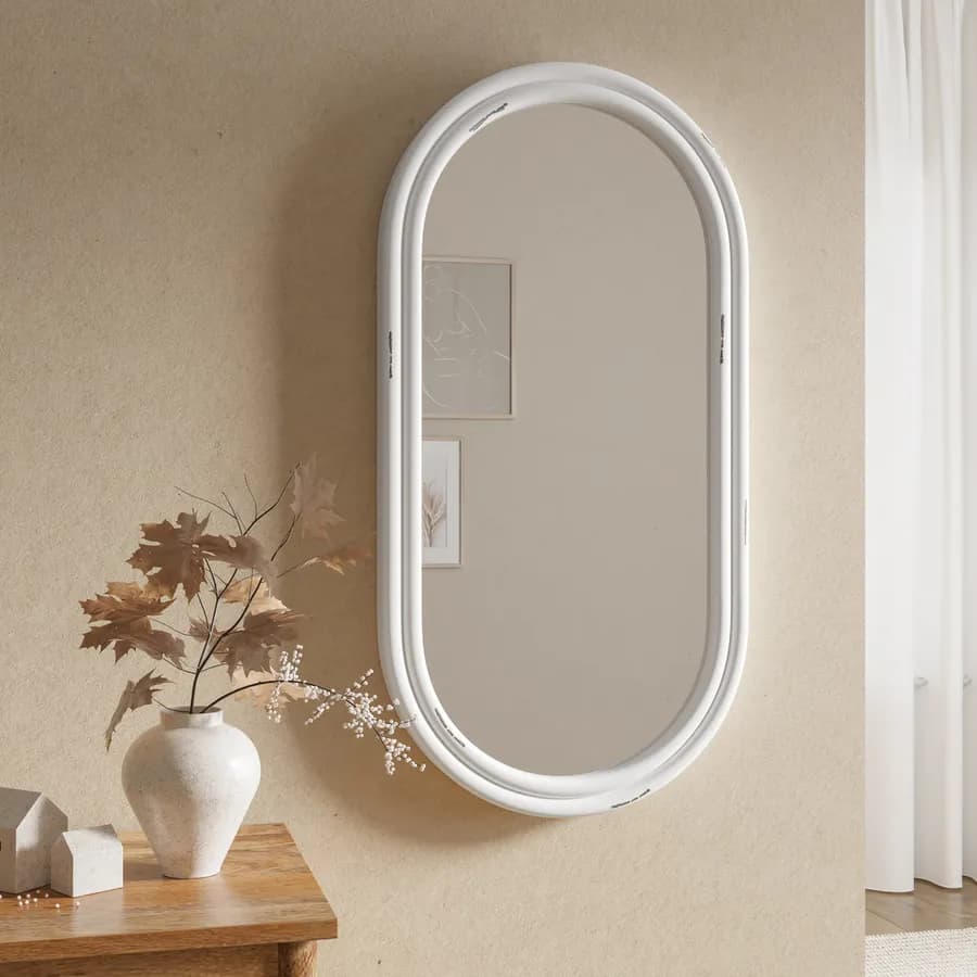 Specchio da parete 45x90h cm con cornice bianca - Hessen