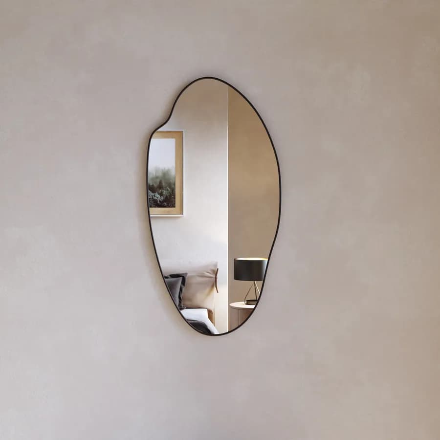Specchio da parete 47x90h cm in metallo nero con cornice - Peregrin