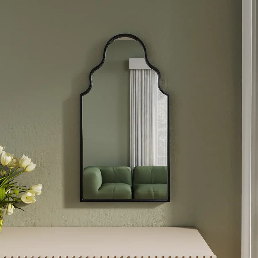 Specchio da parete 51x96h cm con cornice nera - Sorriso